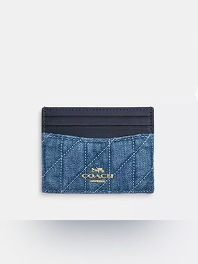 COACH Denim Quilted Slim Id Card Case NWT